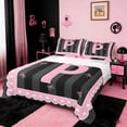 thumbnail image 1 of Manfei Monogrammed P Sheet Set Twin,Ribbon Bowknot Bedding Sets Twin Size,Pink Black Twin Sheet Sets,Microfiber Room Decorative,3-Piece, 1 of 7