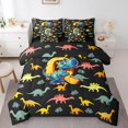thumbnail image 1 of Manfei Monogrammed Q Bedding Comforter Set 7-Piece,Zoo Animal Dinosaur King Bedding Sets,Black Yellow Bed Sheets,Microfiber Room Decorative Reversible, 1 of 5