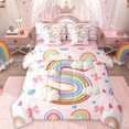 thumbnail image 1 of Manfei Monogrammed S Theme 7pcs Bedding Comforter Set,3D Cartoon Clouds Queen Bedding Sets,Colorful Bow Rainbow Queen Sheet Sets For Girl Teens,Ultra Soft Bedroom Decor Reversible, 1 of 8