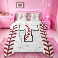 thumbnail image 1 of Manfei Monogrammed T Theme Queen Comforter Set,Baseball Gamer Bedding Sets,Ball Sport Game Bedding Comforter Set For Boy Teens,Ultra Soft Bedroom Decor Reversible,3pcs, 1 of 8