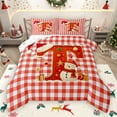 thumbnail image 1 of Manfei Monogrammed T Theme Queen Comforter Set,Geometric Plaid Grid Bedding Sets,Cartoon Xmas Snowman Bedding Comforter Set For Girl Teens,Ultra Soft Bedroom Decor Reversible,3-Piece, 1 of 9