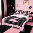 thumbnail image 1 of Manfei Monogrammed Z Sheet Set Twin,Ribbon Bowknot Bedding Sets Twin Size,Pink Black Twin Sheet Sets,Microfiber Room Decorative,3 Pieces, 1 of 7