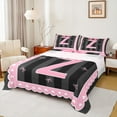 thumbnail image 1 of Manfei Monogrammed Z Sheet Set Twin,Ribbon Bowknot Bedding Sets Twin Size,Pink Black Twin Sheet Sets,Microfiber Room Decorative,3 Pieces, 1 of 7