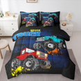 thumbnail image 1 of Manfei Monster Truck 7 Pieces Full Size Bedding Sets,Extreme Sports Full Size Bed in a Bag,Red Blue,Black Reversible, 1 of 7