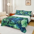 thumbnail image 1 of Manfei Monstera Leaf Twin Sheet Sets,Tropical Botanical Plant Twin Fitted Sheet,Green Blue Leaves Flat Sheet For Kids,Luxury Bedroom Decor,3pcs, 1 of 7