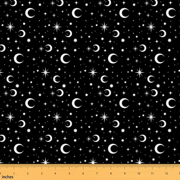 Manfei Moon Fabric by the Yard 5 Yards, Celestial Fabric for Sewing, Red
