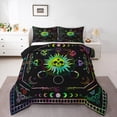thumbnail image 1 of Manfei Moon Skeleton Skull Queen Comforter Set, Damask Flower Print Bedding Comforter Set, Mystic Boho Moon Stars Galaxy Reversible Bedding Set, Breathable Home Decor, 3pcs, 1 of 8