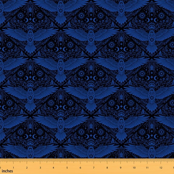 Manfei Moth Fabric by the Yard 1 Yard Insect Home Decor Fabric by the Yard, Royal Blue