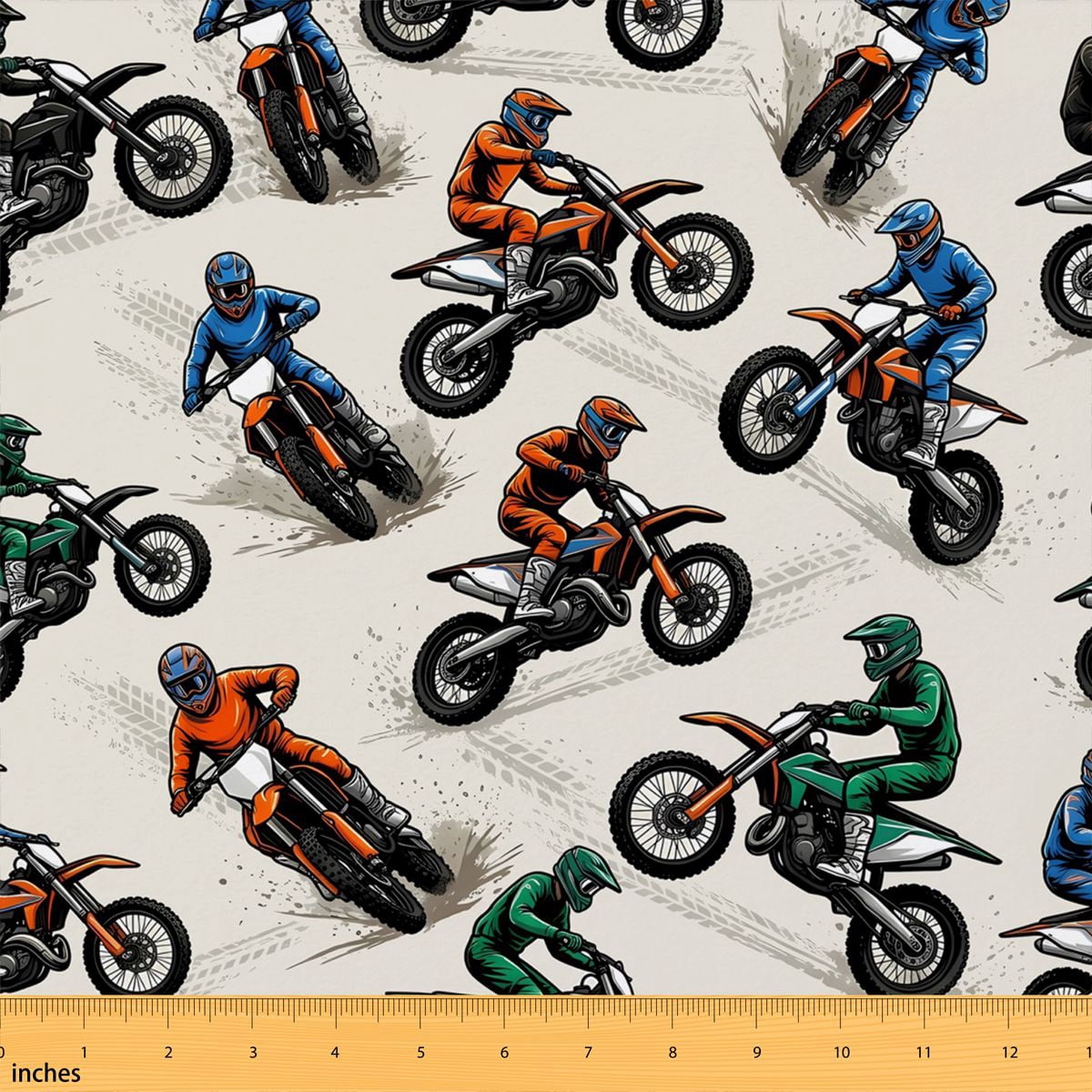 Motocross Men Rider Manfei Motocross Rider Fabric by the Yard 2 Yards, Dirt Bike Race ...