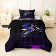 thumbnail image 1 of Manfei Motocross Sport Twin Comforter Sets, Neon Cube Bedding Set, Blue and Purple, Reversible 2-Piece, 1 Comforter and 1 Pillowcase, 1 of 6