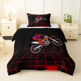 thumbnail image 1 of Manfei Motocross Sport Twin Comforter Sets, Neon Cube Bedding Set, Red and Purple, Reversible 2 Pieces, 1 Comforter and 1 Pillowcase, 1 of 6