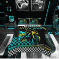 thumbnail image 1 of Manfei Motorcycle Lover Bedding Sets with Comforter, Competition Sports Comforter Sets, Checkered Flag Reversible Down Comforter, Ultra Soft Room Decoration, 2pcs, 1 of 8