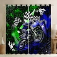 thumbnail image 1 of Manfei Motorcycle Motocross Curtains Pack of 2 (42x84 Each),Honeycomb Grid Curtains Blackout,Blue Green Bedroom Curtains,Sport Bedroom Decorative, 1 of 6