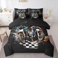 thumbnail image 1 of Manfei Motorcycle Riders 7-Piece Twin Bedding,Checkered Flag Bedding Comforter Set,Black,Black Reversible, 1 of 7