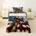 thumbnail image 1 of Manfei Motorcycle Silhouette Twin Sheets,Vintage American Flag Bedding,Blue Red White,3 Pieces,1 Fitted Sheet and 1 Pillowcase, 1 of 6