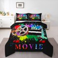 thumbnail image 1 of Manfei Movie Theater Theme King Size Comforter Sets,Cinema Clapperboard Bedding Comforter Set,Watercolor Splash Ink Bedding Set For Girl,Microfiber Bedroom Decor Reversible,3-Piece, 1 of 8