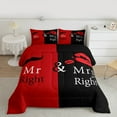 thumbnail image 1 of Manfei Mr Mrs Full Size Comforter Sets,Couple Valentine Day Bedding Comforter Set,Red Black Bedding Sets For Men Women,Ultra Soft Home Decor Reversible,3-Piece, 1 of 8