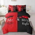 thumbnail image 1 of Manfei Mr Mrs Twin Bedding Sets 7-Piece,Couple Valentine Day Bedding Comforter Set,Red Black Sheet Sets For Men Women,Ultra Soft Home Decor Reversible, 1 of 8