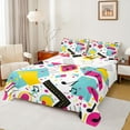 thumbnail image 1 of Manfei Mucical Note Bed Sheets,Multicolor Geometric Square King Sheets,Pink Blue Circles Triangle Sheet Set For Girl,Microfiber Bedroom Decor,4pcs, 1 of 7