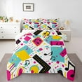 thumbnail image 1 of Manfei Mucical Note Queen Comforter Set,Multicolor Geometric Square Bedding Sets,Pink Blue Circles Triangle Bedding Comforter Set For Girl,Microfiber Bedroom Decor Reversible,3 Pieces, 1 of 8