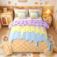 thumbnail image 1 of Manfei Multicolor Drip Cream 7-Piece King Bedding,Abstract Geometric Rhombus King Bed in a Bag,Colorful Stars Reversible, 1 of 7