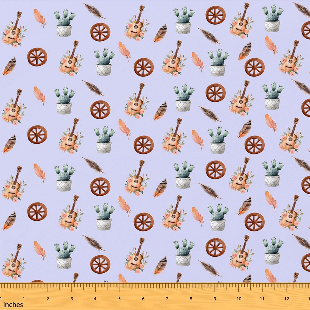 Manfei Music Guitar Fabric by the Yard 1 Yard, Flowering Cactus Home ...