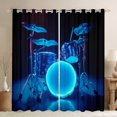 thumbnail image 1 of Manfei Musical Drum Kit Curtains Pack of 2 (42x84 Each),Rock Music Curtains Blackout,Blue Black Bedroom Curtains For Teens,Microfiber Bedroom Decor, 1 of 6