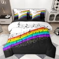 thumbnail image 1 of Manfei Musical Melody 7-Piece Bedding Comforter Set,Colorful Waves Striped King Bedding Sets,Music Notes Bed Sheets For Girls Kids,Breathable Home Decor Reversible, 1 of 8