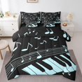 thumbnail image 1 of Manfei Musical Note Bedding Comforter Set 7 Pieces,Music Instrument Piano King Bedding Sets,Blue White Black Bed Sheets,Ultra Soft Room Decorative Reversible, 1 of 5