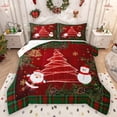 thumbnail image 1 of Homewish Mystic Christmas Tree Bedding Comforter Set, Kawaii Santa Claus Snowman Twin Comforter Sets, Red Green Vintage Plaid Reversible Bedding Set, Lightweight Room Decor, 2-Piece, 1 of 8