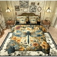 thumbnail image 1 of Manfei Mystic Hippie Dragonfly Bedding Comforter Set 7pcs for Kids, Rustic Groovy Floral Queen Bedding Sets, Tribal Bohemian Style Reversible Queen Sheet Sets, Breathable Home Decor, 1 of 8