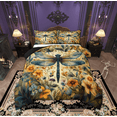 thumbnail image 1 of Manfei Mystic Hippie Dragonfly Queen Comforter Set for Kids, Rustic Groovy Floral Bedding Sets, Tribal Bohemian Style Reversible Bedding Comforter Set, Breathable Home Decor, 3 Pieces, 1 of 9