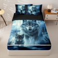 thumbnail image 1 of Manfei Mystic Moon Wolf Zipper Full Size Comforter Sets with Fitted Sheet and 2 Pillowcases,Calm Woodland Zipper Bedding Set,Navy Blue,Black Reversible,4pcs, 1 of 8