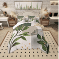 thumbnail image 1 of Manfei Natural Plant Leaves Bedding Comforter Set,Abstract Geometric Strpied Twin Comforter Sets,Green White Black Bedding Set For Adult,Super Cozy Room Decor Reversible,2pcs, 1 of 8