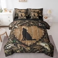thumbnail image 1 of Manfei Natural Wolf 7-Piece Twin Bedding,Rustic Farmhouse Cabin Bedding Comforter Set,Brown,Black Reversible, 1 of 7