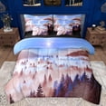 thumbnail image 1 of Manfei Nature Scenery Bedding Comforter Set 7 Pieces, Jungle Mountain Pine Tree Full Bedding Set, Retro Natural Landscape Reversible Fitted Sheet Flat Sheet, Blue Brown Microfiber Bedroom Decor, 1 of 7