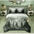thumbnail image 1 of Manfei Nature Scenery Mountain 7pcs Bedding Comforter Set,Rustic Woodland Botanical Pine Tree Queen Bedding Sets For Kids Adults Natural Jungle Plants Reversible, 1 of 8