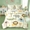 thumbnail image 1 of Manfei Nature Wildlife Zoo Animal Theme 7 Pieces Bedding Comforter Set,Cartoon Lion Giraffe Crocodile Full Bedding Set Reversible, 1 of 8
