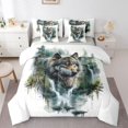 thumbnail image 1 of Manfei Nature Wolf 7pcs Queen Bedding,Rustic Wildlife Bedding Comforter Set Queen,White,Light Gray Reversible, 1 of 7