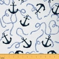 thumbnail image 1 of Manfei Nautical Anchor Sewing & Crafting Fabric (5 Yards), Ocean Adventure Home Decor Fabric by the Yard, Vintage Rope DIY Fabric, 1 of 6