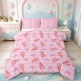 thumbnail image 1 of Manfei Nautical Bowtie Queen Comforter Set,Lobster Wave Comforter Sets Queen,Pink Reversible,3pcs,1 Comforter and 2 Pillowcases, 1 of 7