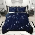 thumbnail image 1 of Homewish Navy Mystic Astrology Bedding Comforter Set, Dreamy Starry Sky Twin Comforter Sets, Glitter Stars Print Reversible Bedding Set, Super Cozy Room Decor, 2 Pieces, 1 of 8