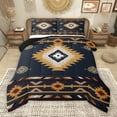 thumbnail image 1 of Manfei Navy Square Aztec Queen Comforter Set for Adult, Tribal Western Bohemian Bedding Sets, Mandala Hippie Style Reversible Bedding Comforter Set, Luxury Bedroom Decor, 3-Piece, 1 of 9