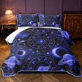 thumbnail image 1 of Manfei Neon Astrology Moon Stars Quilt King,Celestial Ringed Planets King Coverlet Set,Black Reversible,3-Piece,1 Bedspread and 2 Pillowcases, 1 of 7