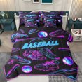 thumbnail image 1 of Manfei Neon Baseball Shose Bedding Comforter Set 7 Pieces for Boys, Black Fuchsia Full Bedding Set, Modern Sports Theme Reversible Fitted Sheet Flat Sheet, Lightweight Room Decor, 1 of 7