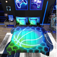 thumbnail image 1 of Manfei Neon Basketball Bed in a Bag Full size, Futuristic Honeycomb Bedding Sets Full Size, Sport Player Reversible Bedding Full Size, Breathable Room Decor, 7 Pieces, 1 of 7