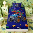 thumbnail image 1 of Manfei Neon Block Dino Animals Twin Fitted Sheet,Gothic Truck Lightning Bedding,Navy,2pcs,1 Fitted Sheet and 1 Pillowcase, 1 of 6