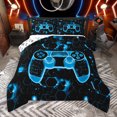 thumbnail image 1 of Manfei Neon Blue Gamepad Bedding Comforter Set for Boys, Honeycomb Abstract Twin Comforter Sets, Mystic Glitter Galaxy Reversible Bedding Set, Luxury Bedroom Decor, 2-Piece, 1 of 9