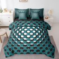 thumbnail image 1 of Manfei Neon Dense Holes Bedding Comforter Set 7 Pieces,Geometric Geometry Hexagon King Bedding Sets,Green Gray Bed Sheets,Breathable Bedroom Decoration Reversible, 1 of 7