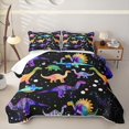 thumbnail image 1 of Manfei Neon Dinosaur Wildlife Quilt King,Gothic Starry Sky King Coverlet Set,Black Purple,3-Piece,1 Bedspread and 2 Pillowcases, 1 of 7